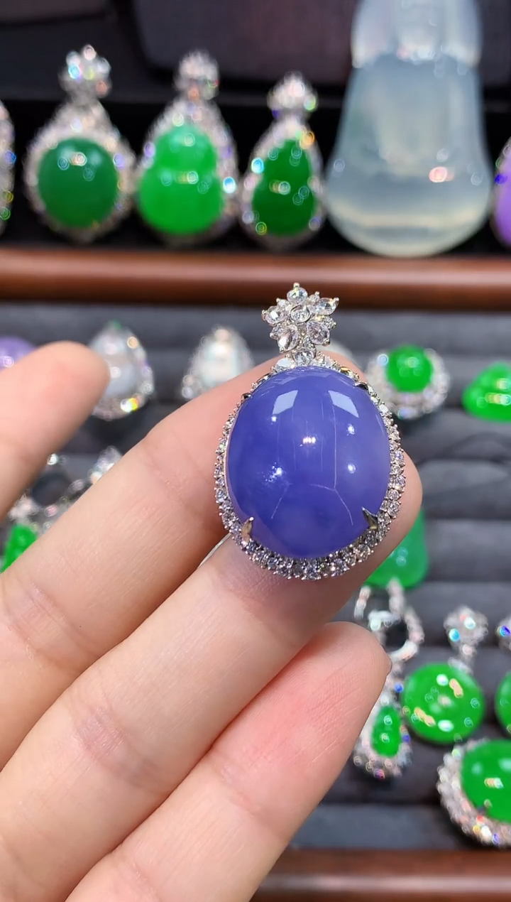 吊坠(不含链)18K金镶嵌翡翠吊坠