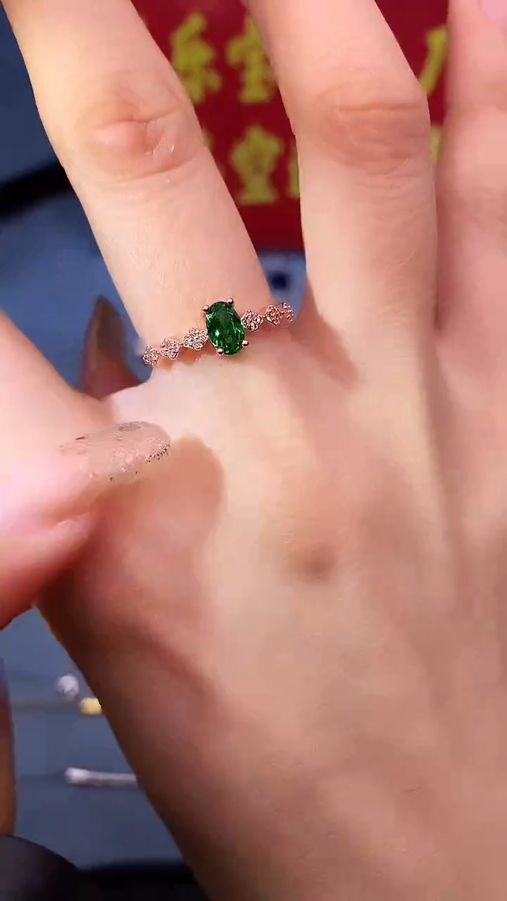 【闪购商品】透辉石戒指银S925镶嵌1111