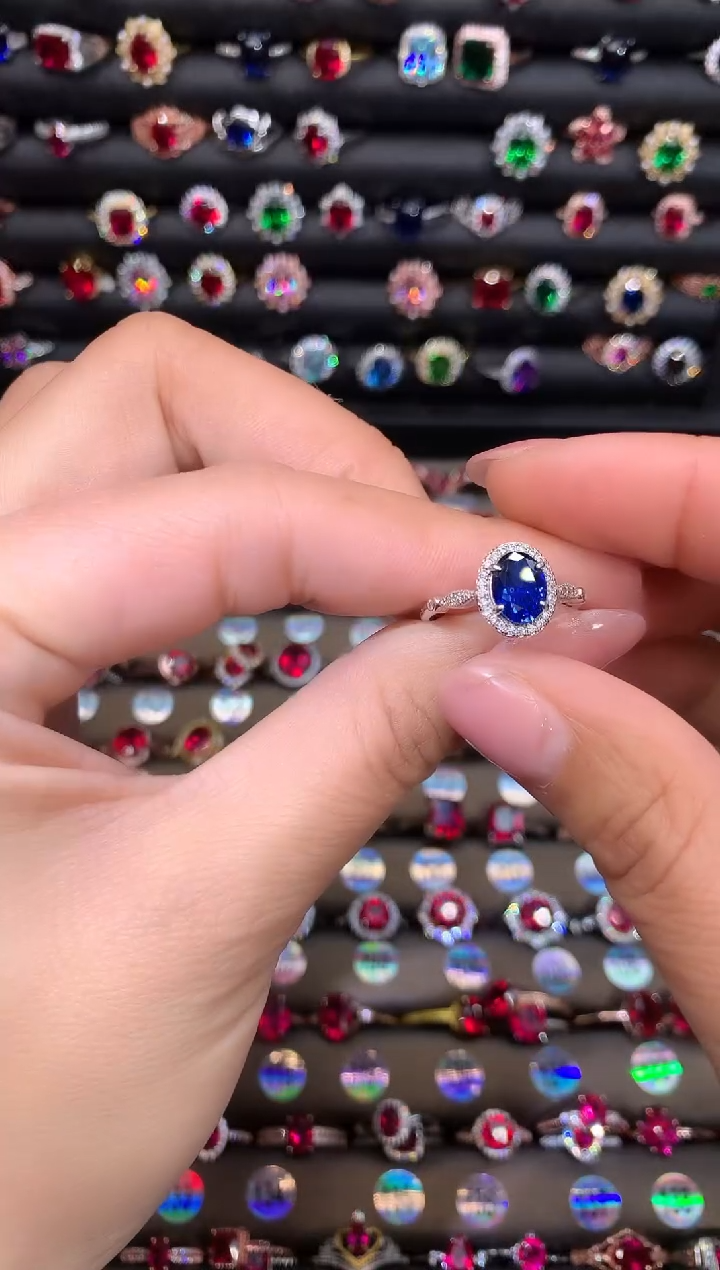 【闪购商品】蓝宝石戒指银S925镶嵌68