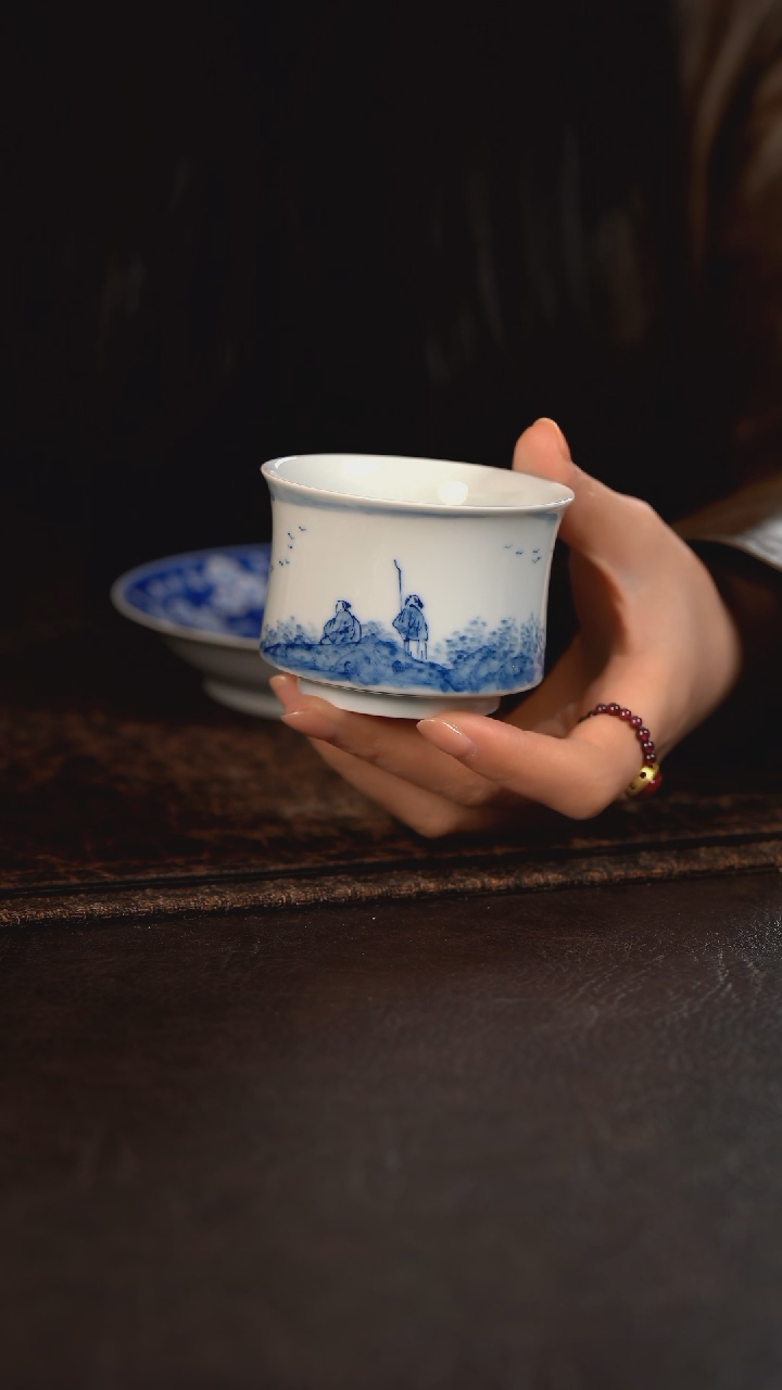 【闪购商品】杯647号HLX陶瓷重工山水马蹄束腰杯