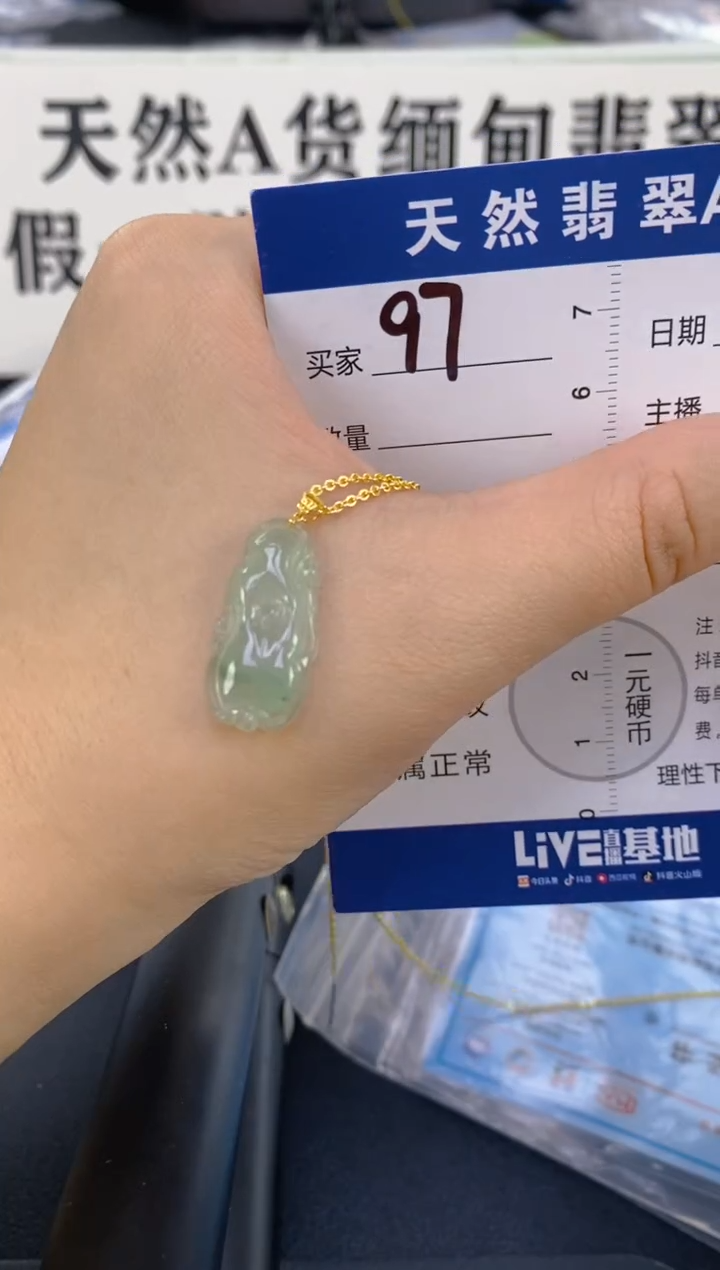 【闪购商品】翡翠颈饰18K金镶嵌天然A货翡翠  97