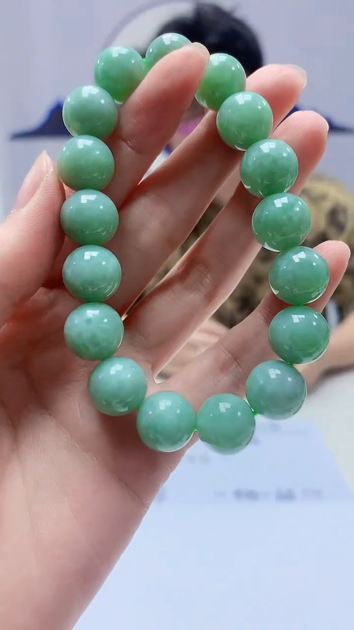 【闪购商品】定制翡翠未镶嵌4688zm-毛货手串85