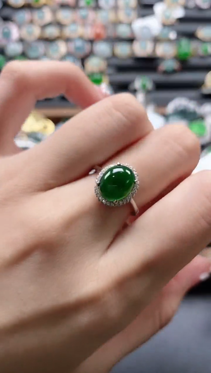 【闪购商品】翡翠戒指银S925镶嵌51511