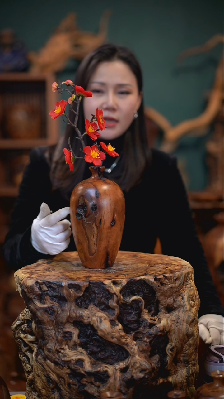 【闪购商品】枣木雷击枣木梅瓶