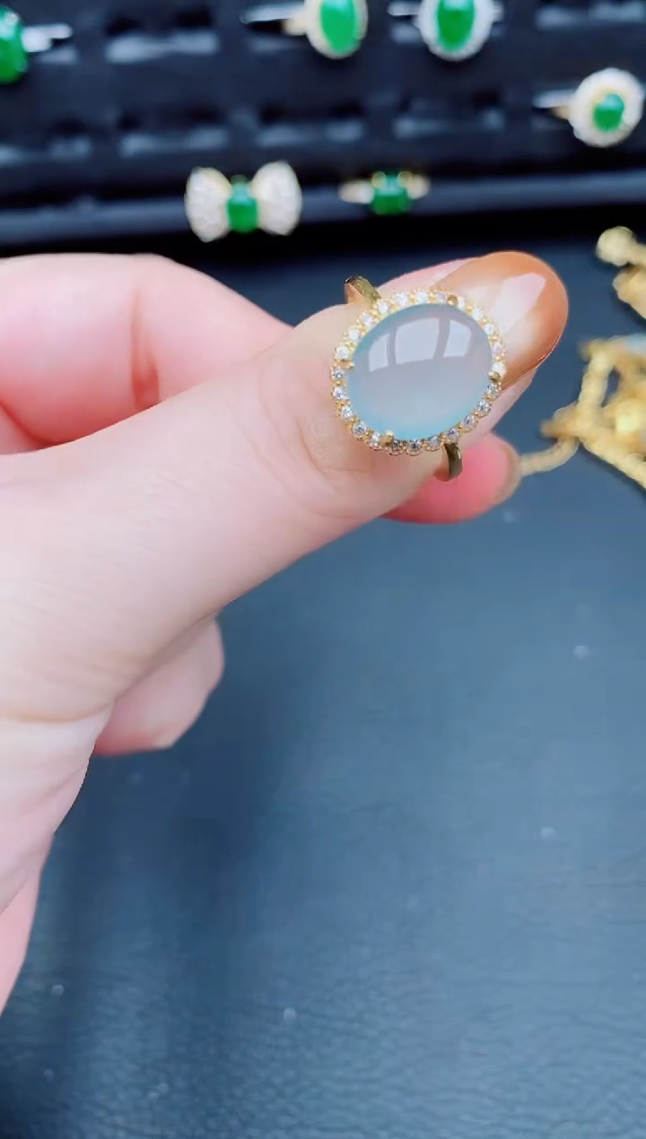 【闪购商品】翡翠戒指银S925镶嵌天然a货翡翠204