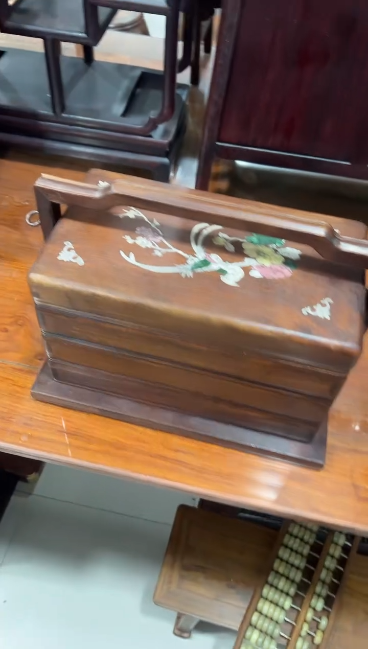 花梨木螺钿长提盒