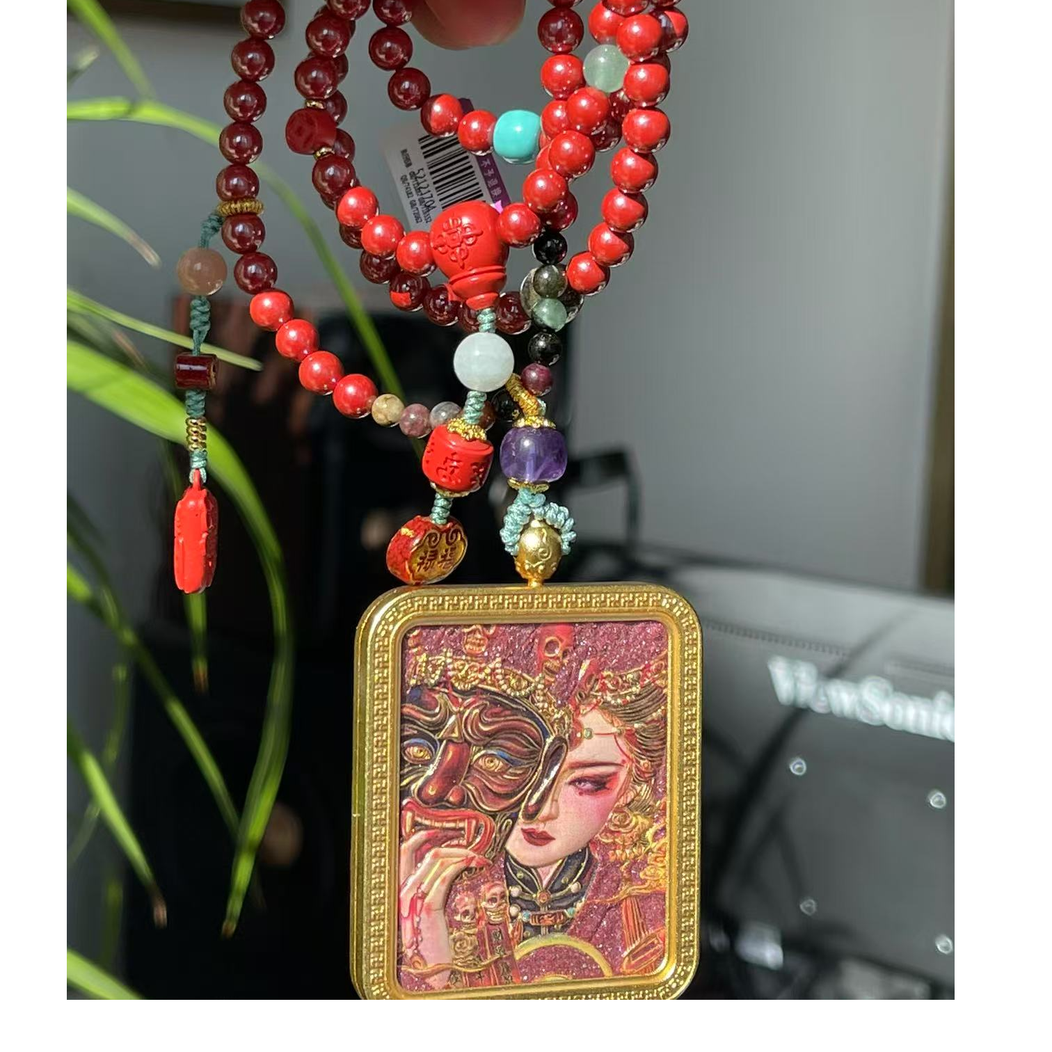 含辰砂工艺品【丹芝专属】52/04 辰砂（朱砂）朱砂扎基娘娘套链