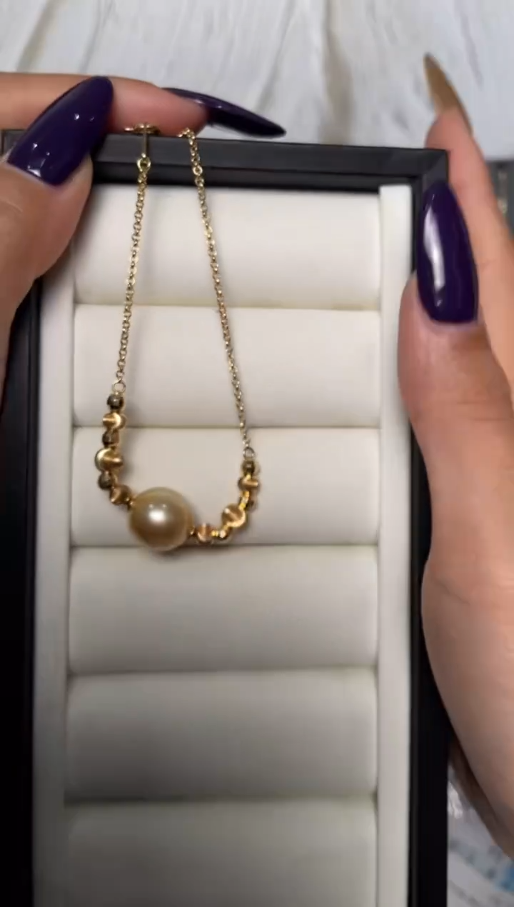 【闪购商品】海水珍珠手链银S925镶嵌金珠