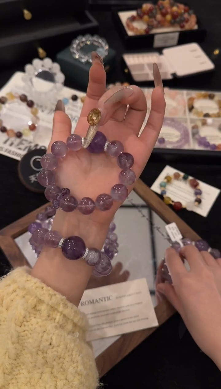 合金手链水晶紫兔毛x3511