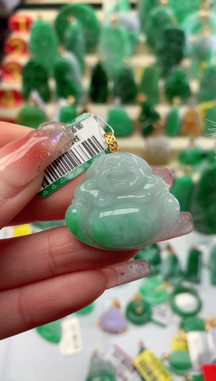 【闪购商品】翡翠颈饰18K金镶嵌挂件