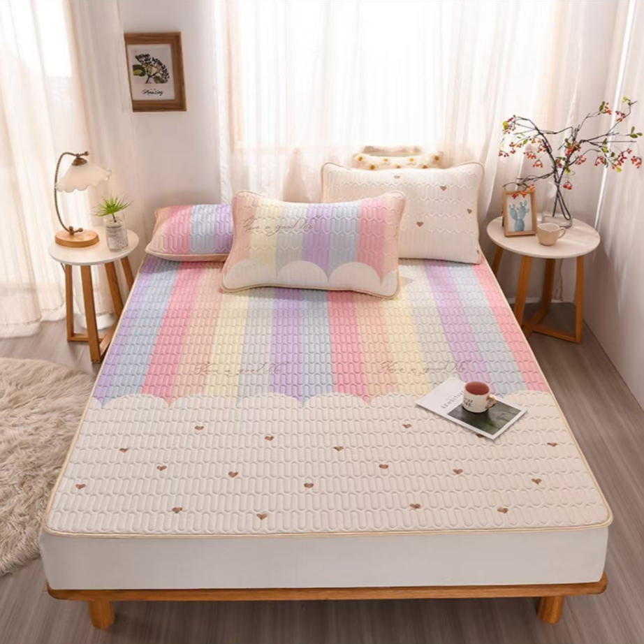 【胖大哥专属】睡拾光爆款柔软清凉乳胶凉席三件套-彩虹小岛wz
