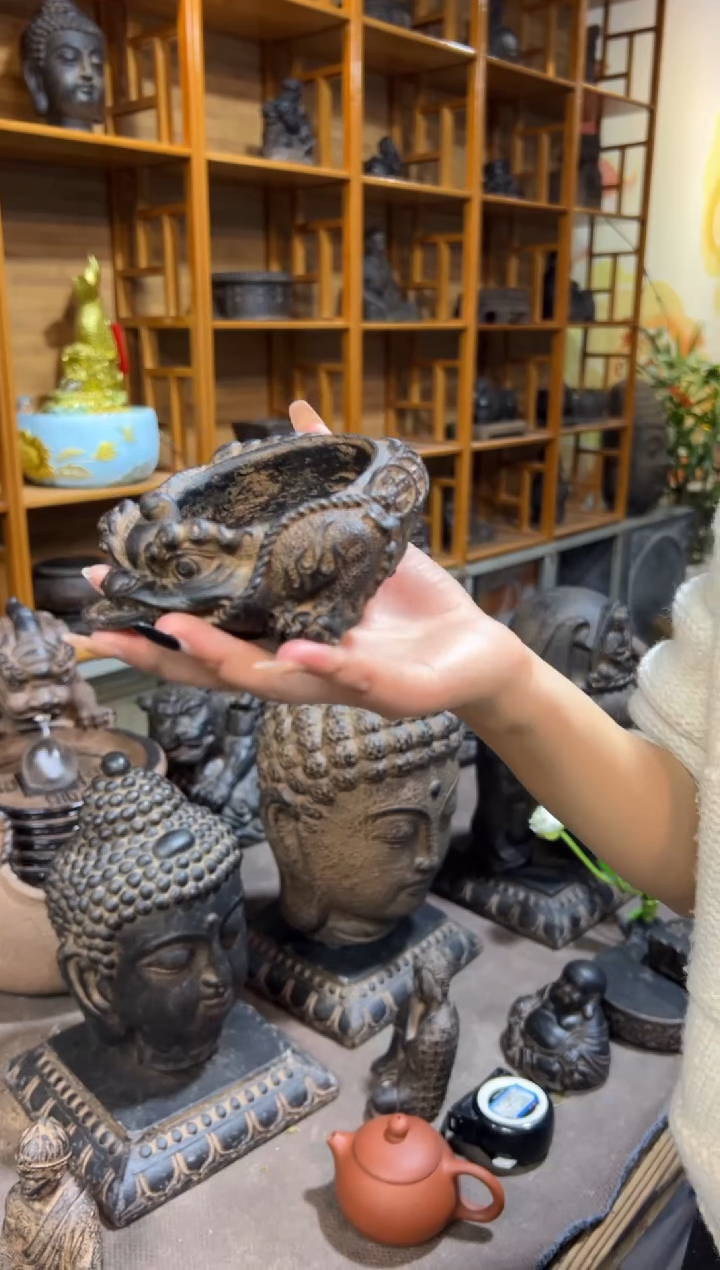 陶土【合成青石】金蟾盆