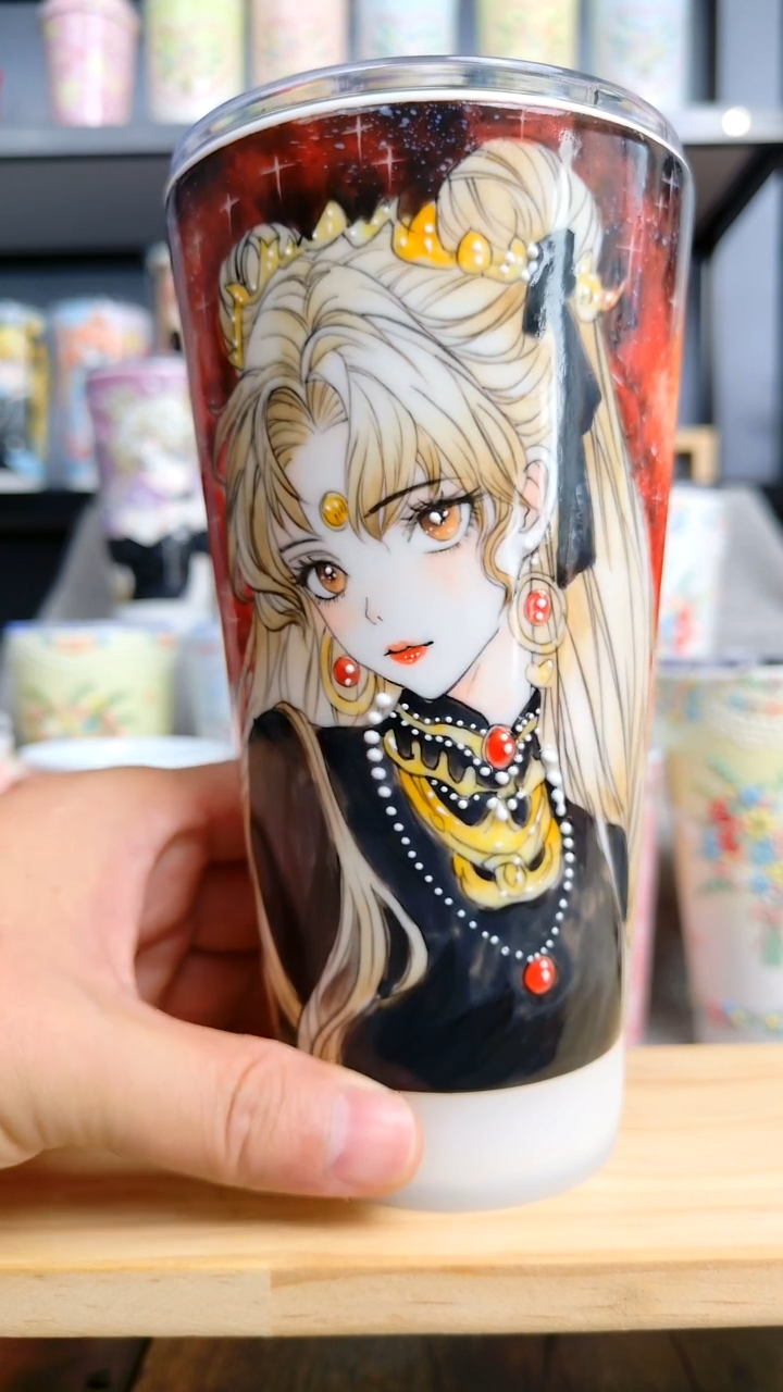 瓷新款美少女随行杯--红色星空