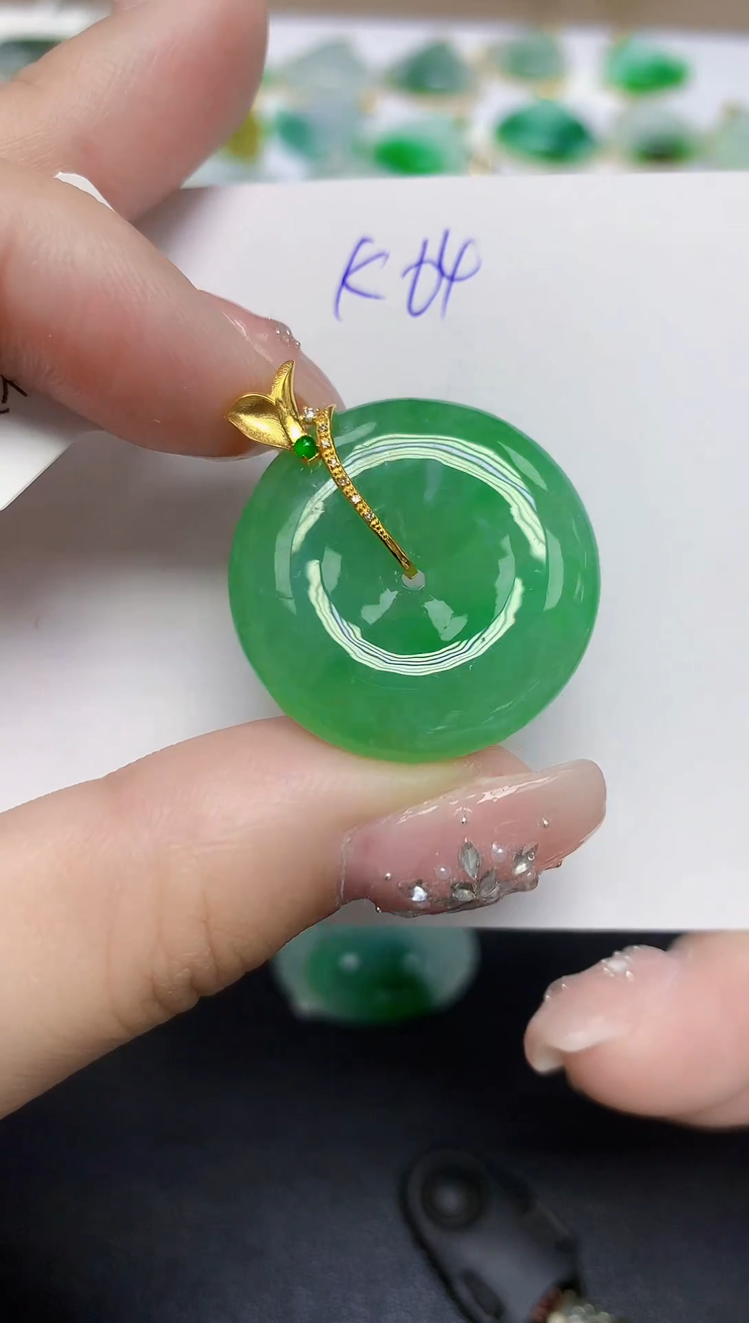 颈饰18K金镶嵌翡翠天然缅甸翡翠A货翡翠百元以上9元证书费自理