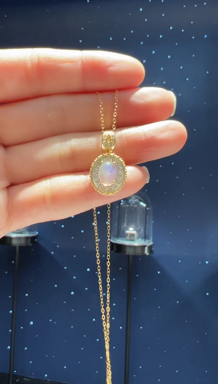 【闪购商品】欧泊颈饰银S925镶嵌100】