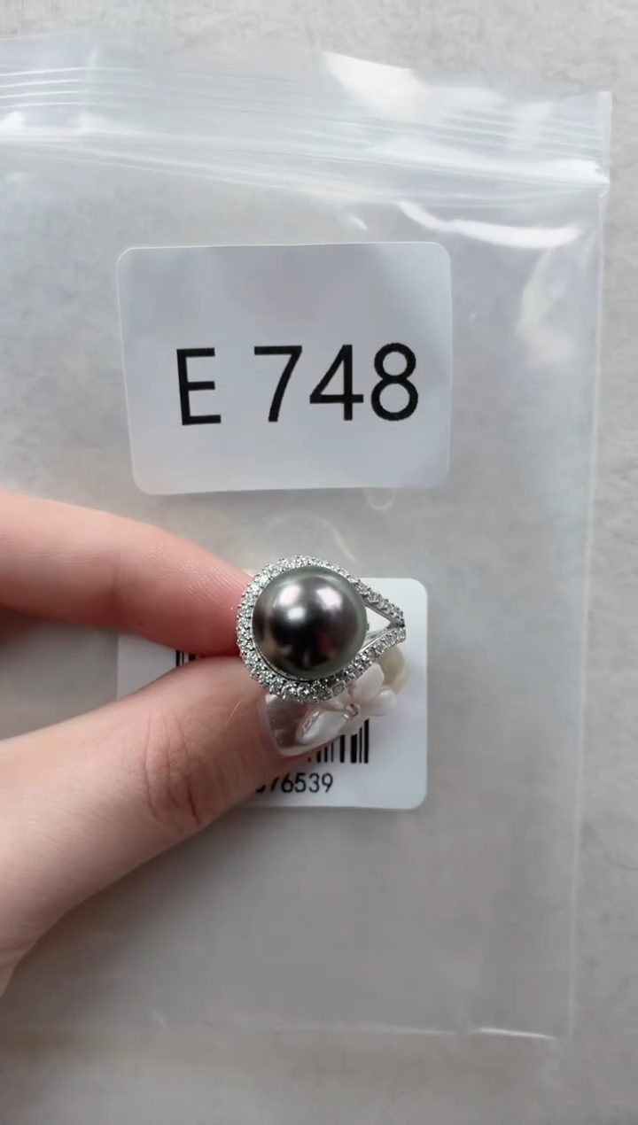 银S925镶嵌戒指海水珍珠E748