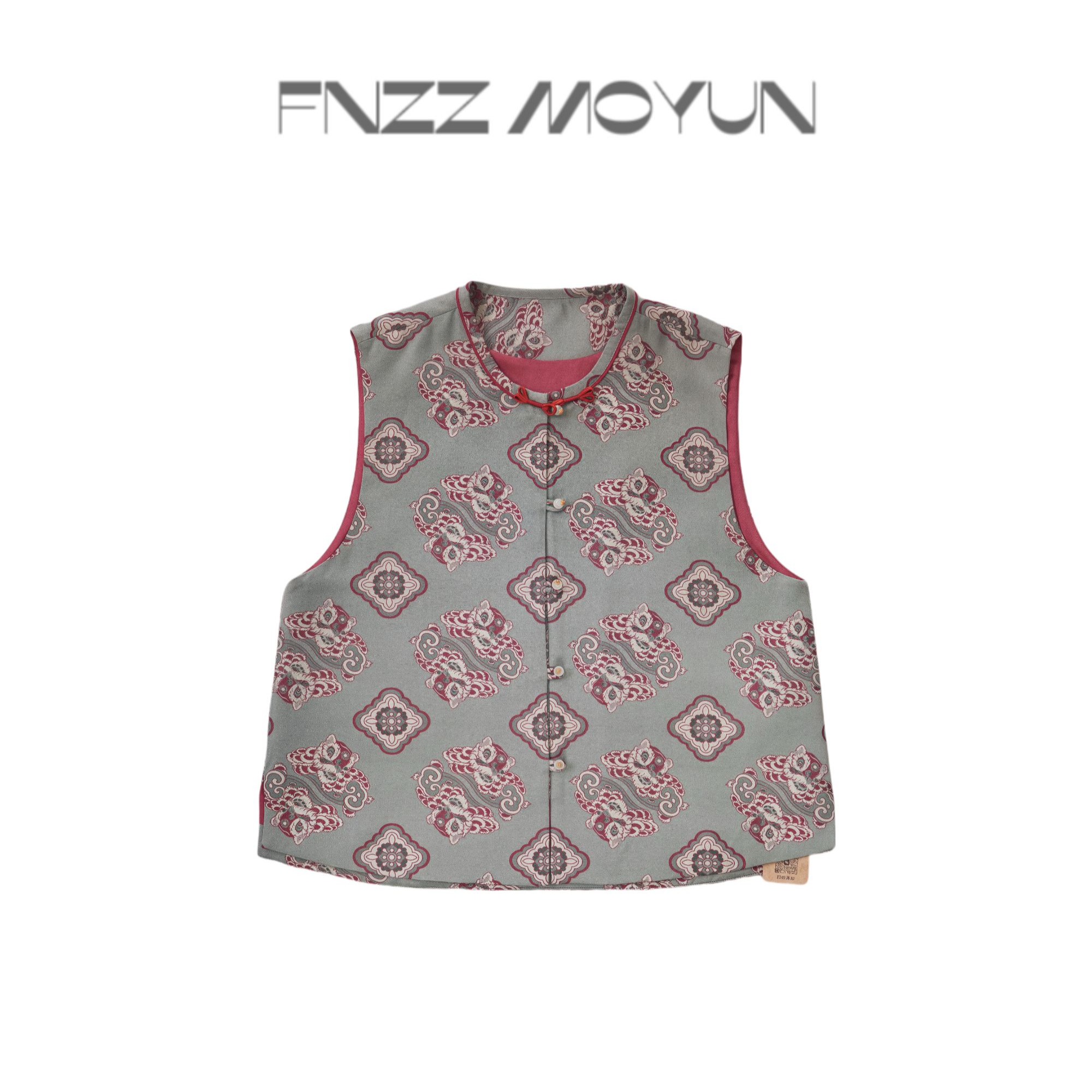 狮事如意宋锦马甲满分桑蚕丝新中式国风圆领墨韵2025