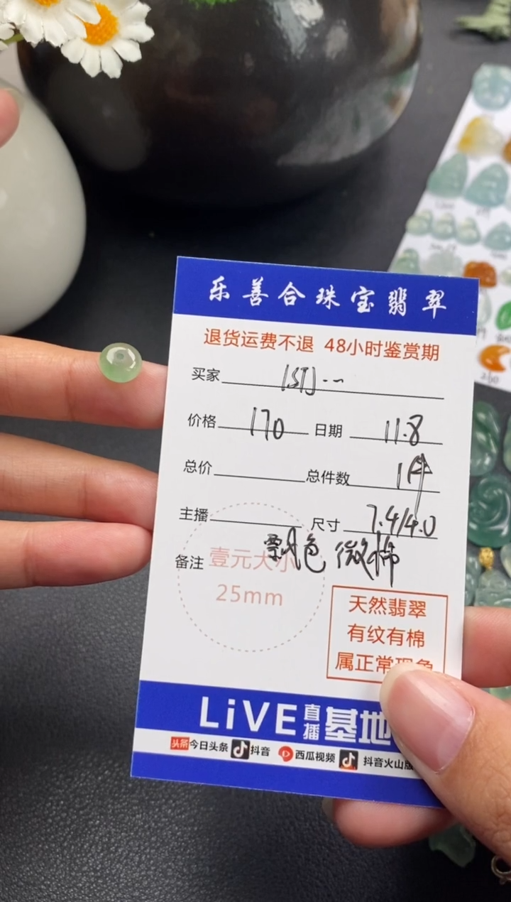 颈饰未镶嵌翡翠I****1冰种裸石