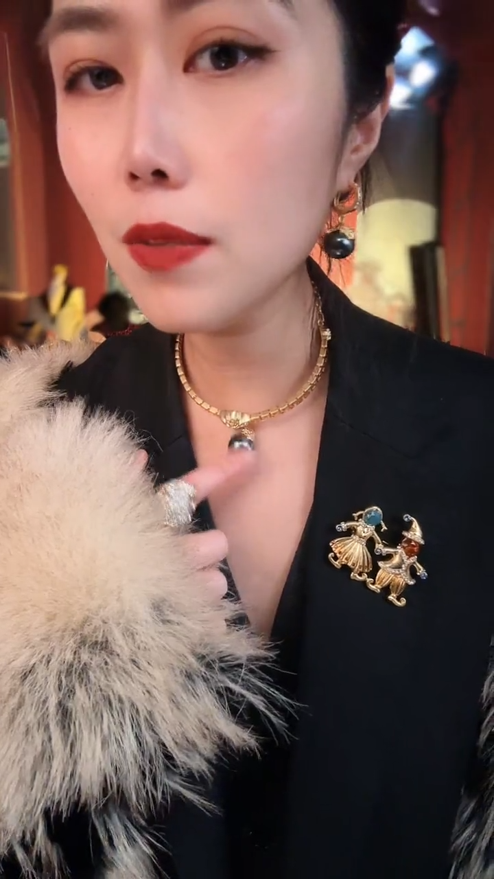 合金琉璃合金无复古百搭素金珠珠颈链耳针套装