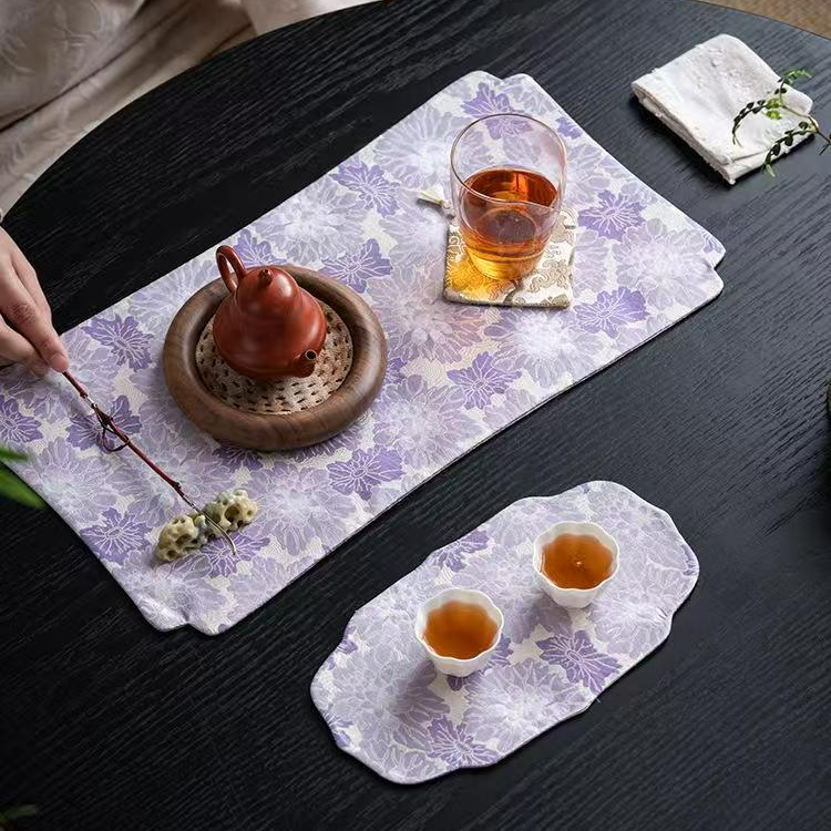 【时熙】紫嫣织锦提花干泡茶席新中式禅意隔热防烫桌旗茶垫茶具配件