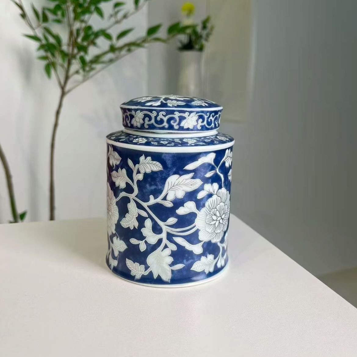 博艺瓷器 青花茶叶罐-0044