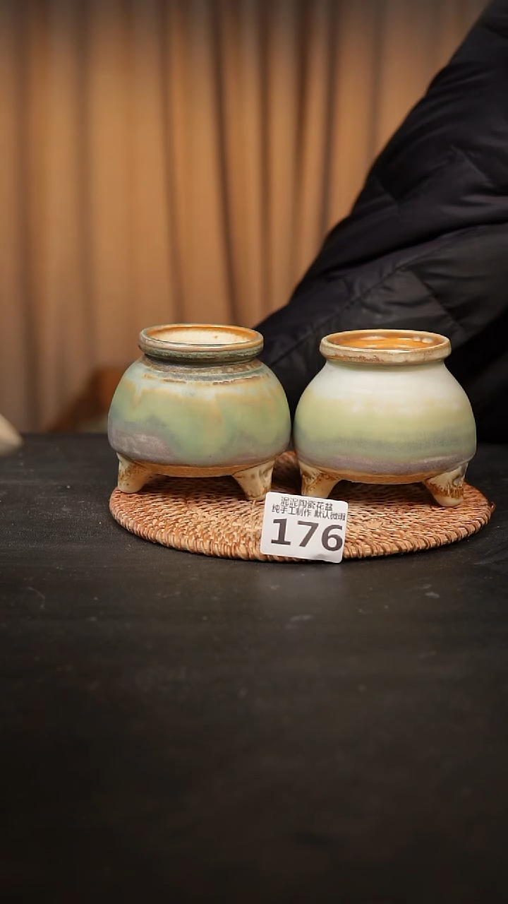 【闪购商品】瓷片176泥泥手工花盆口6高9