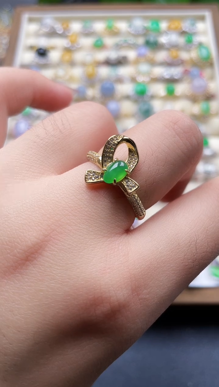 银S925镶嵌戒指翡翠17