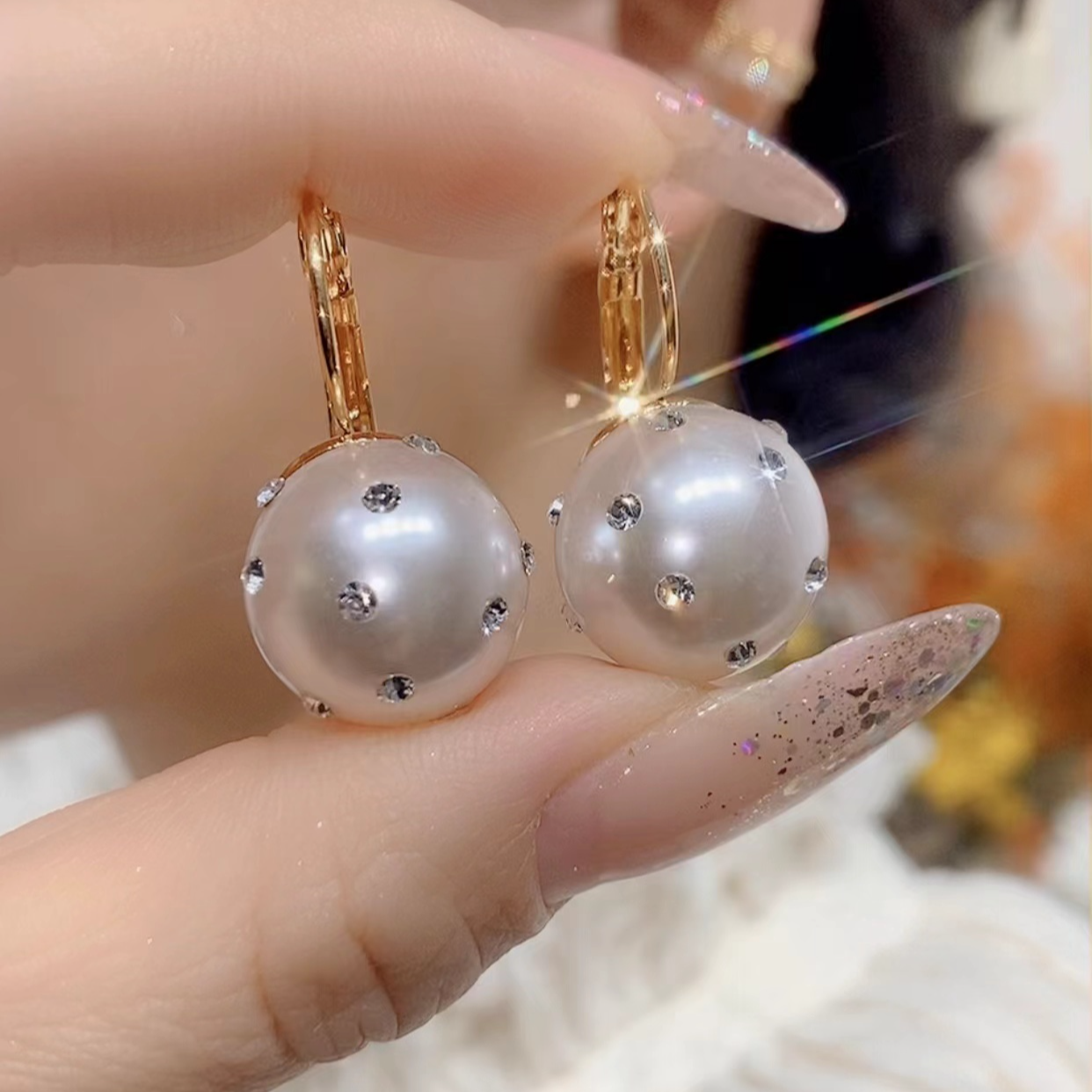 铜合金合成锆石耳饰 气质轻奢时尚百搭复古简约经典精致F12