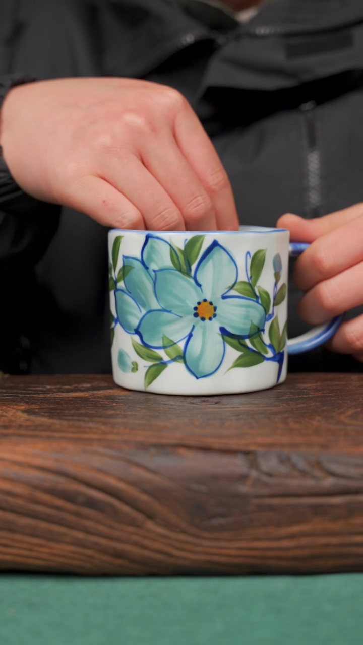 【闪购商品】瓷片100寻一缕瓷香杯釉下手工手绘瓷器