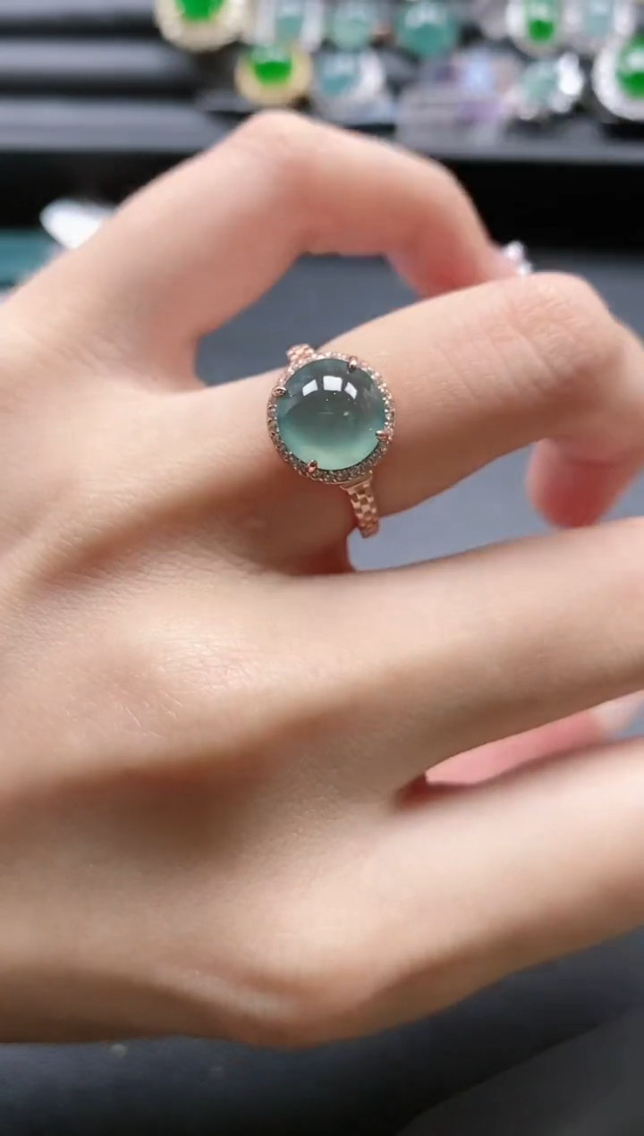 【闪购商品】翡翠戒指银S925镶嵌5151-10