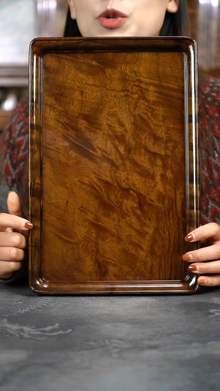 【闪购商品】金丝楠木艺满花精工云彩水波文承盘953