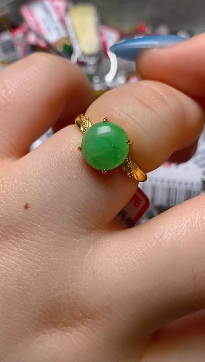 银S925镶嵌戒指翡翠百内无证书