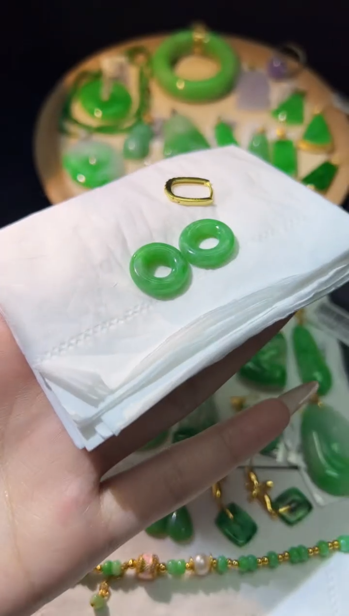 【闪购商品】翡翠耳饰银S925镶嵌Y缅料A货/支持复检/一件