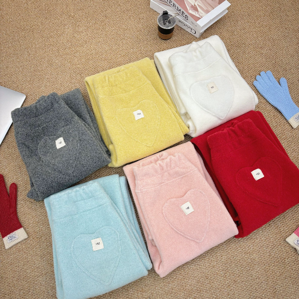 小东外贸-e*g*g鸡蛋家羊毛裤阔腿爱心兜兜休闲韩系百搭保暖羊毛裤