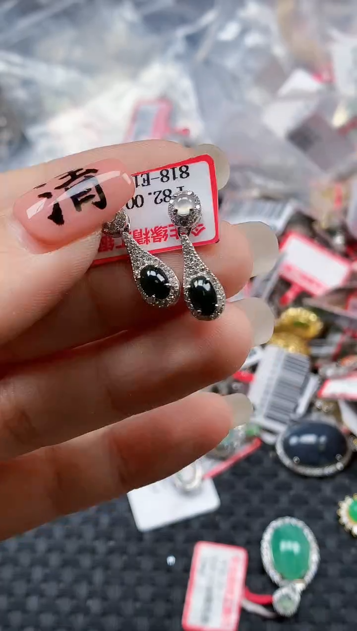 银S925镶嵌戒指翡翠天然A货缅甸翡翠