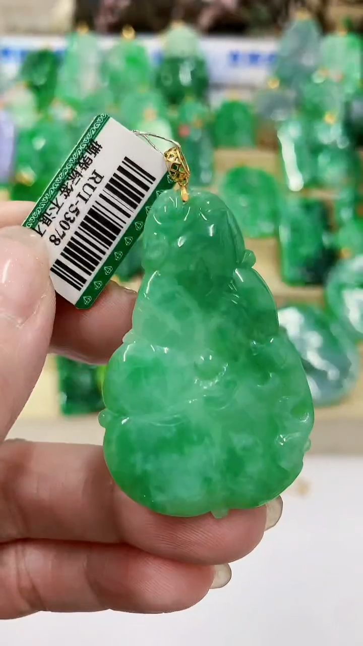 【闪购商品】翡翠吊坠(不含链)18K金镶嵌挂件