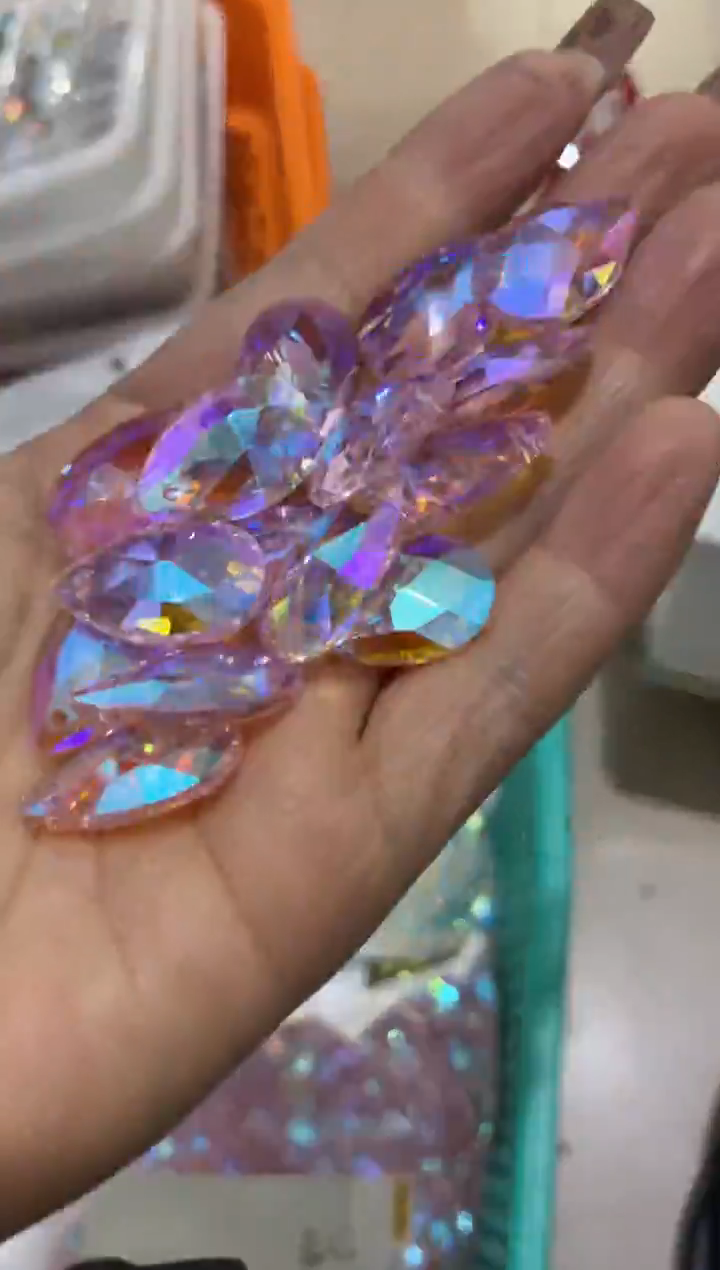 玻璃28124大网格12颗真粉色