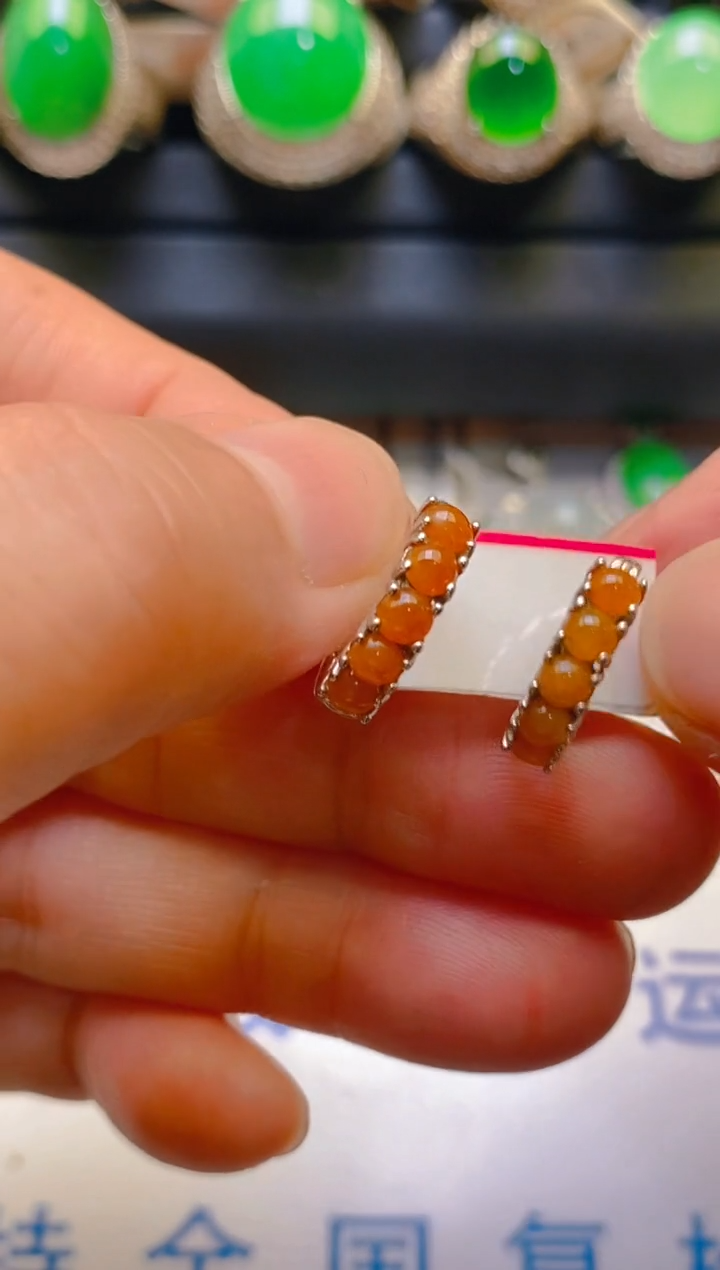 【闪购商品】翡翠耳饰银S925镶嵌天然A货翡翠1