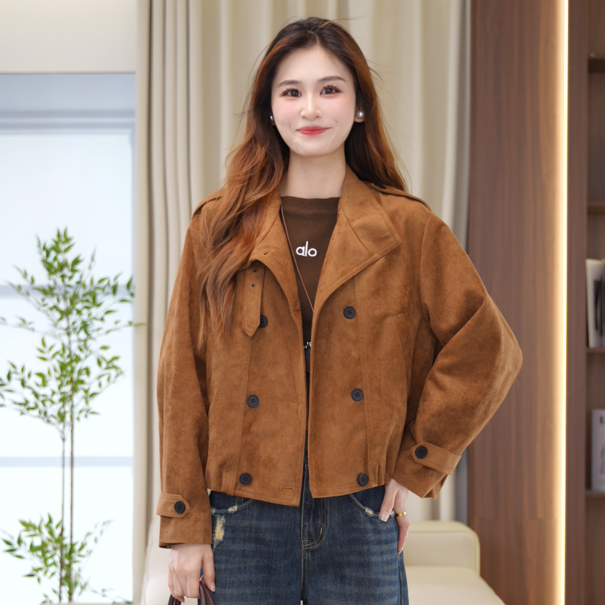 复古休闲短款外套女2025秋季新款设计感显瘦爆款夹克机车服潮H835