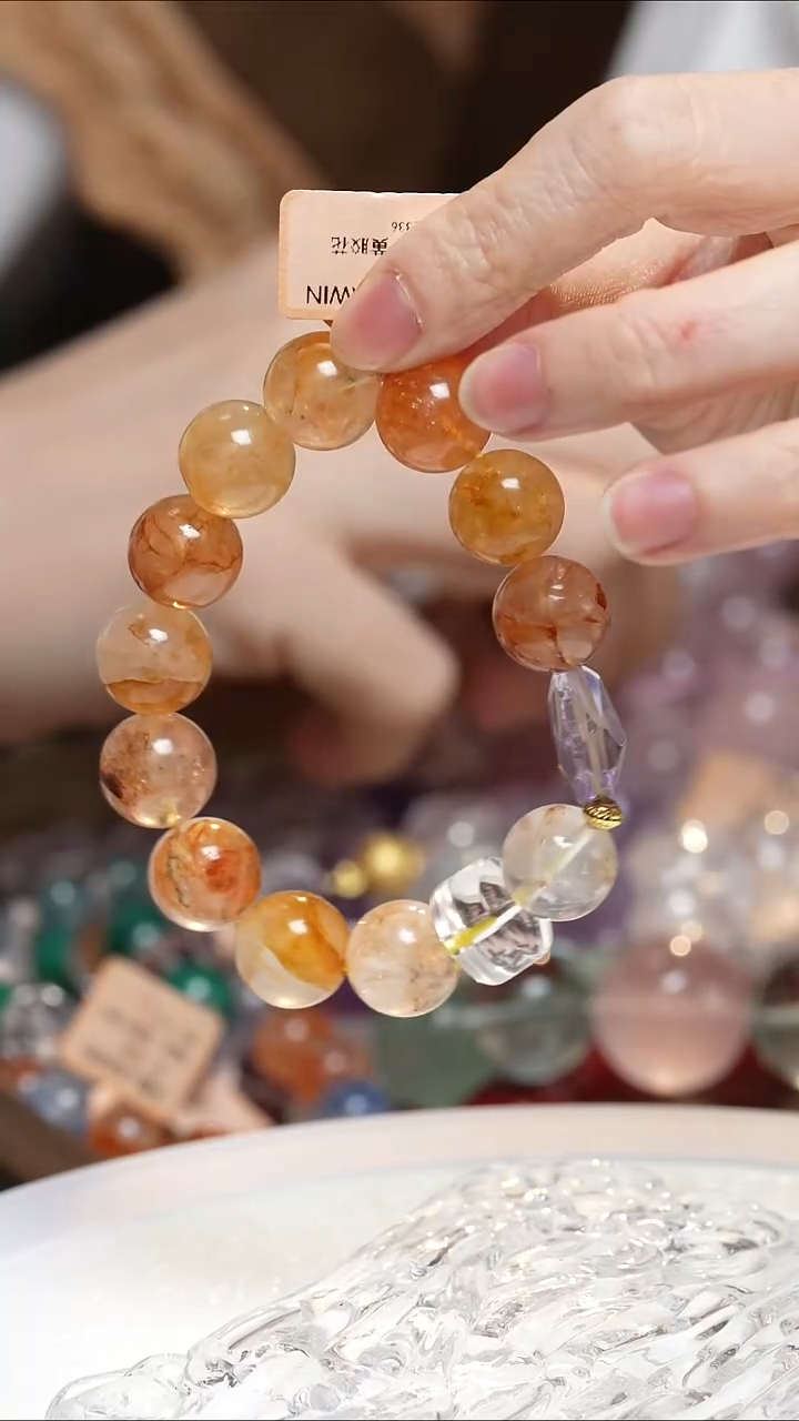 未镶嵌手串水晶黄胶花手串·DD0025NOV021L336