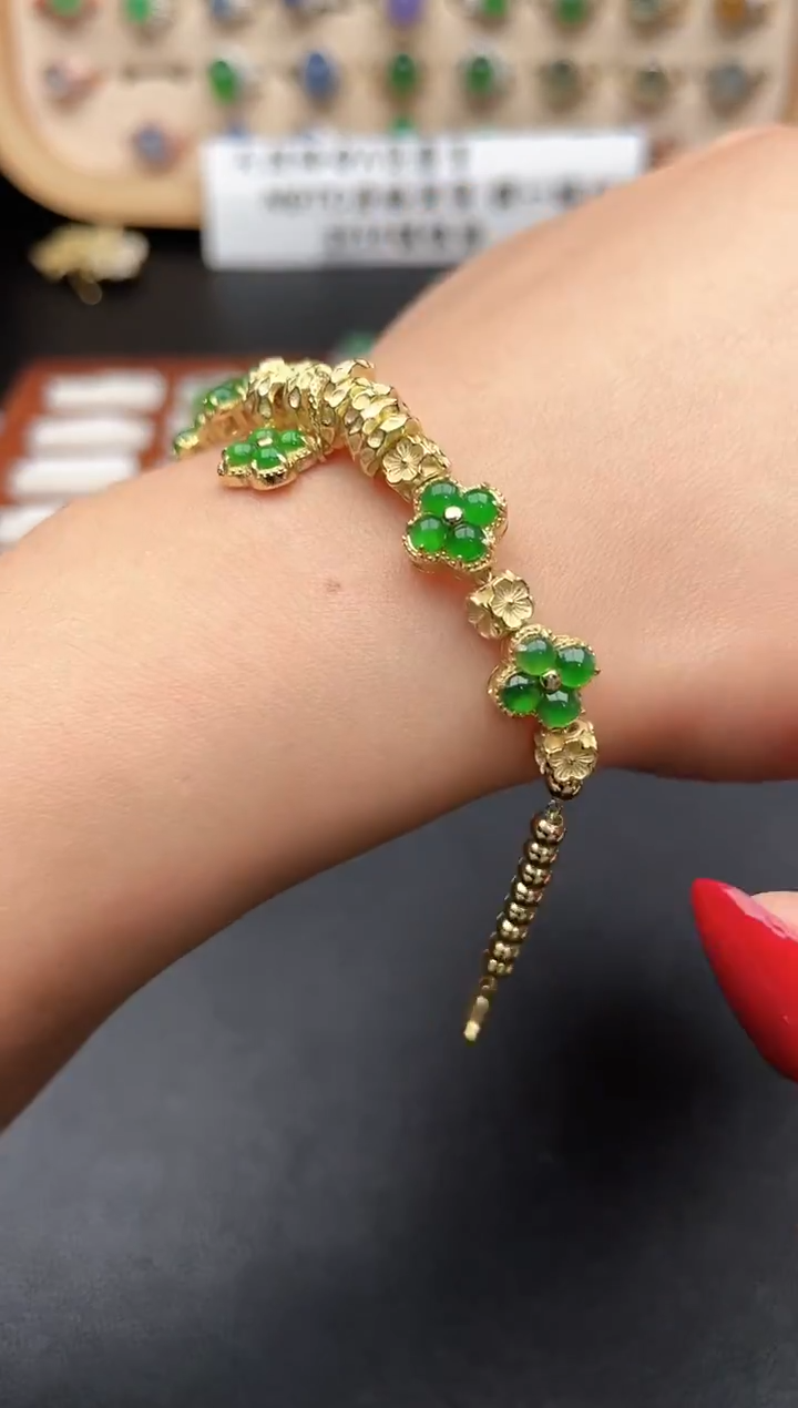 银S925镶嵌手链翡翠一物一证一礼盒