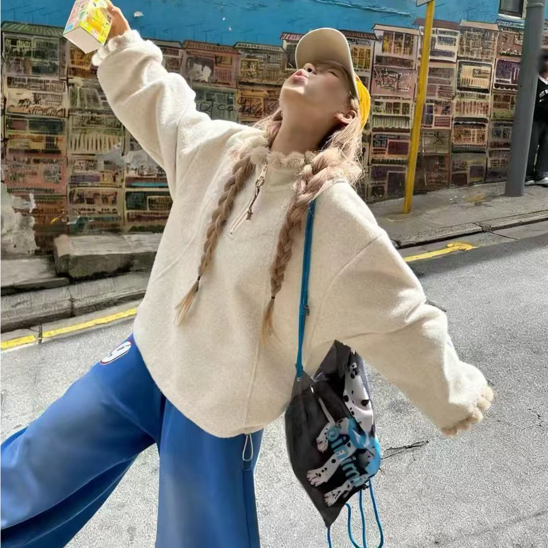 张张【张张家】J501-J550休闲慵懒风条纹长袖百搭秋季女装毛针织衫