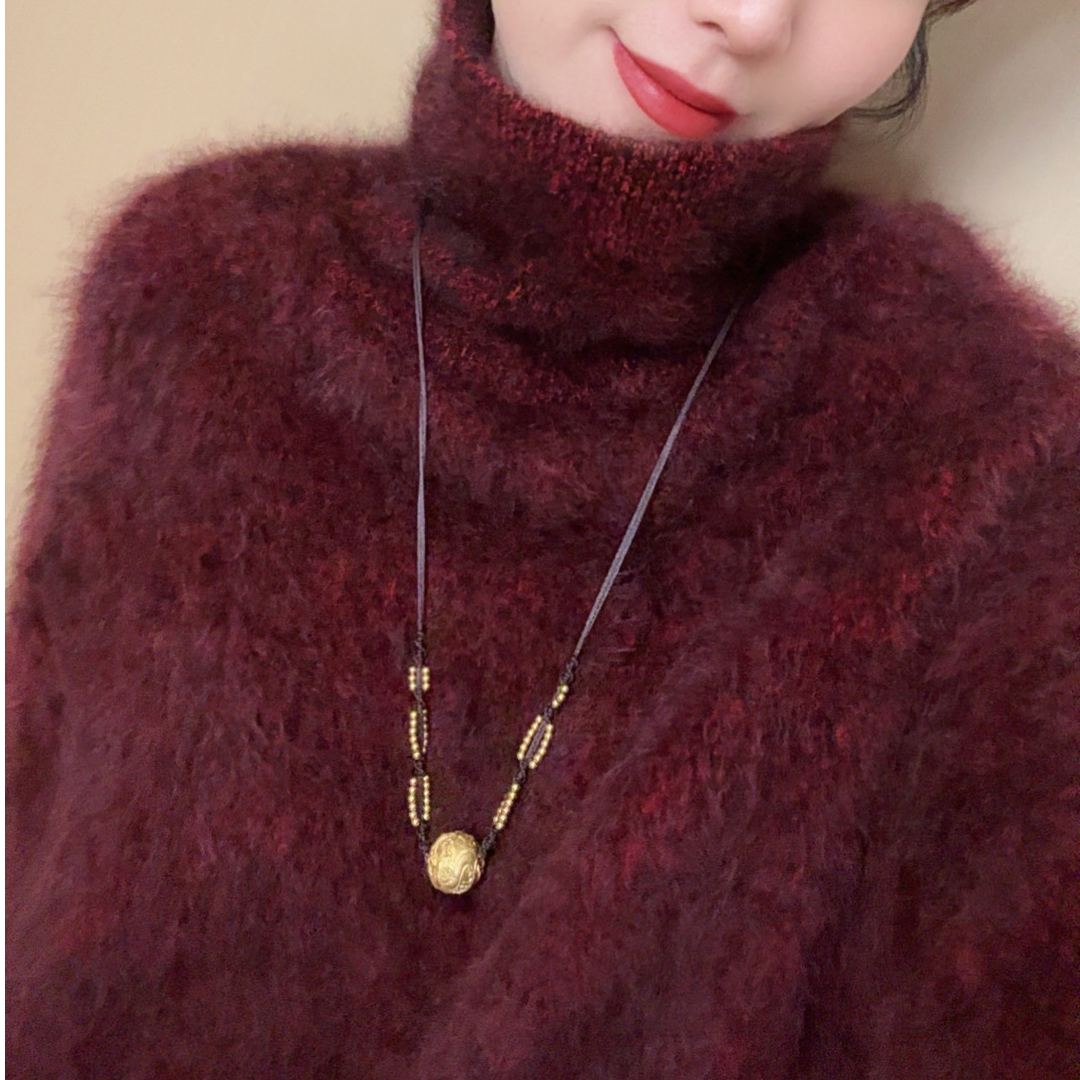 【摩卡开叉】2025秋冬新款100%山羊绒拉绒洋气百搭宽松显瘦加厚高领