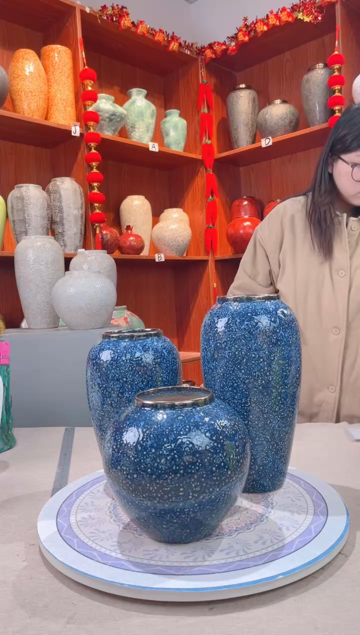【闪购商品】瓶紫水晶 三件套 陶瓷花瓶 无花