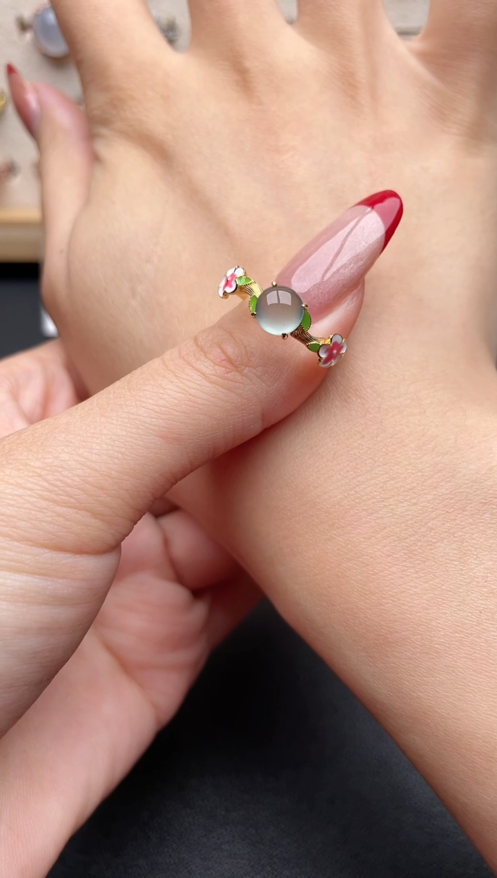 【闪购商品】翡翠戒指银S925镶嵌一物一证一礼盒