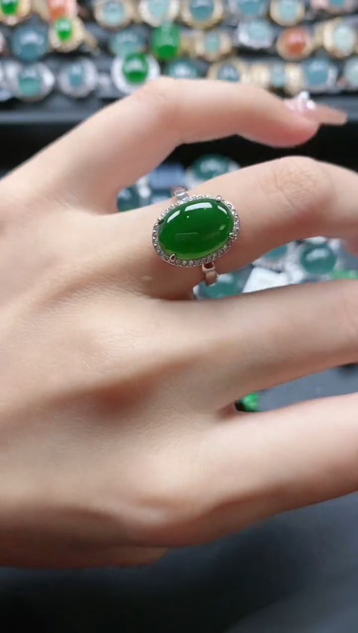 【闪购商品】翡翠戒指银S925镶嵌-6001