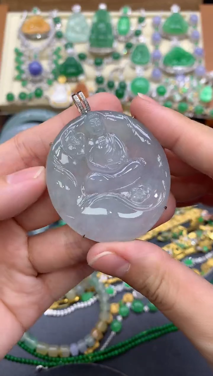 翡翠18K金镶嵌颈饰407-中国好珍宝