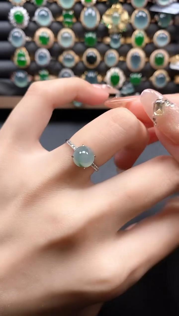 银S925镶嵌戒指翡翠51511