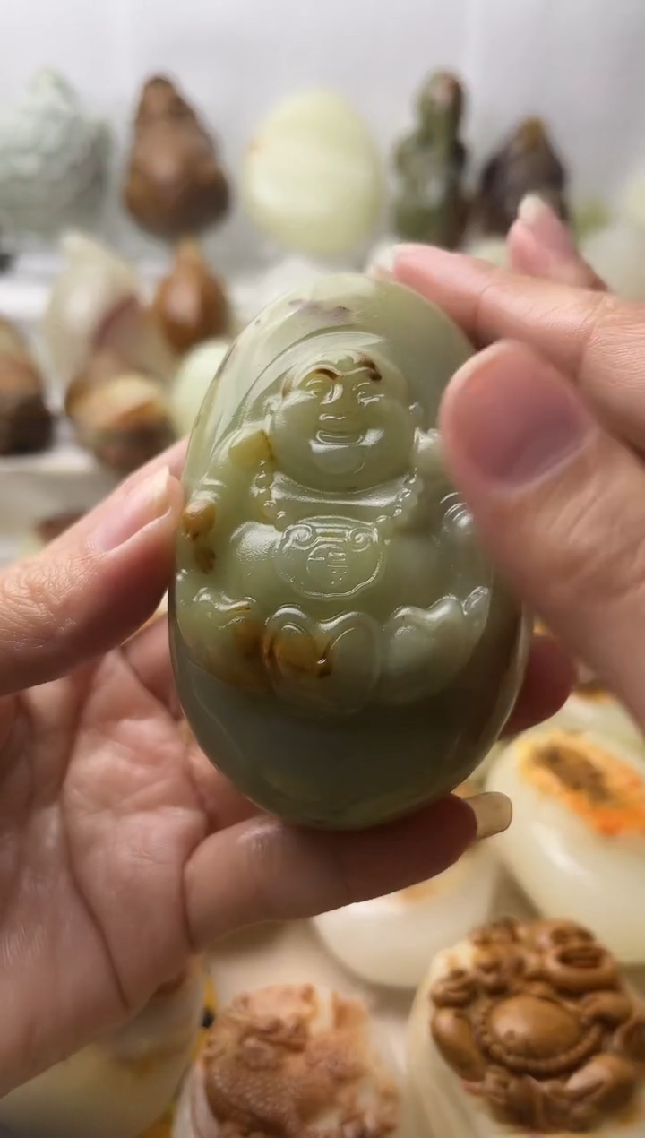 石材古青石棉纹正常不退换弥勒佛