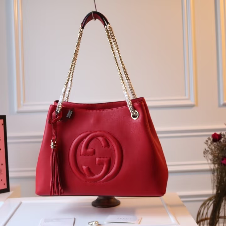 95新 GUCCI/古驰 红色SOHO包/EE11115425/5425